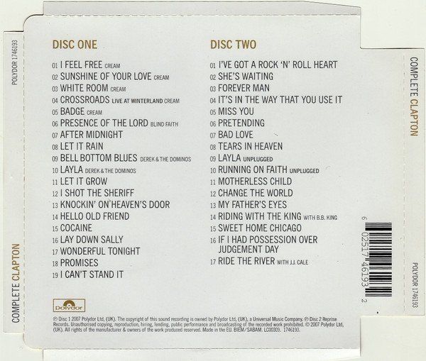 CD: Eric Clapton – Complete Clapton – Usato da Brittnau venduto da Zibu 1