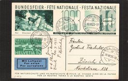 Bundesfeierkarte 1933 , Nr 57 m , Flugwesenausstellung 1933