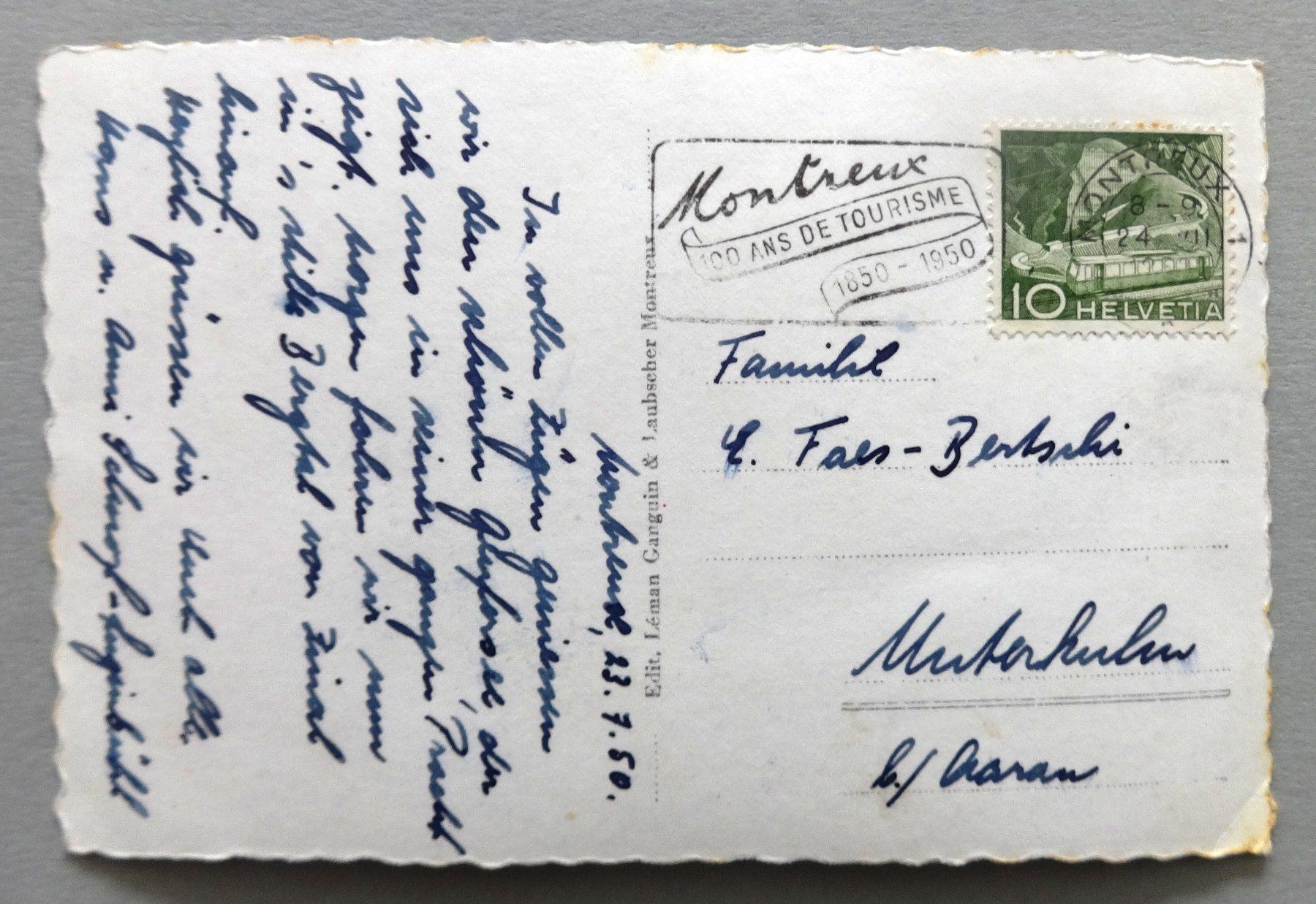 Cartoline postali: Montreux et les Dents du Midi – Usato da Fétigny venduto da Billy2miny 1