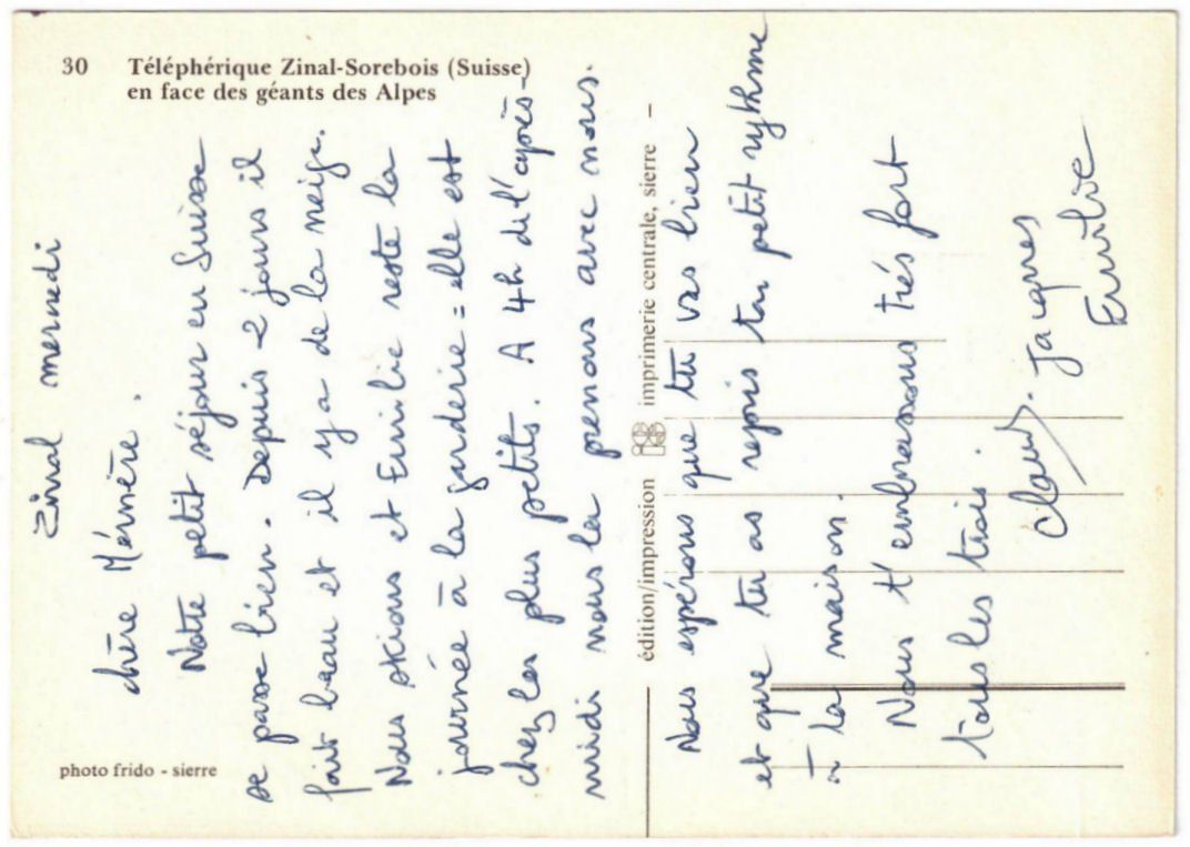 Cartoline postali: Zinal - Luftseilbahn Sorebois – Usato da Binningen venduto da Mountainrider 1