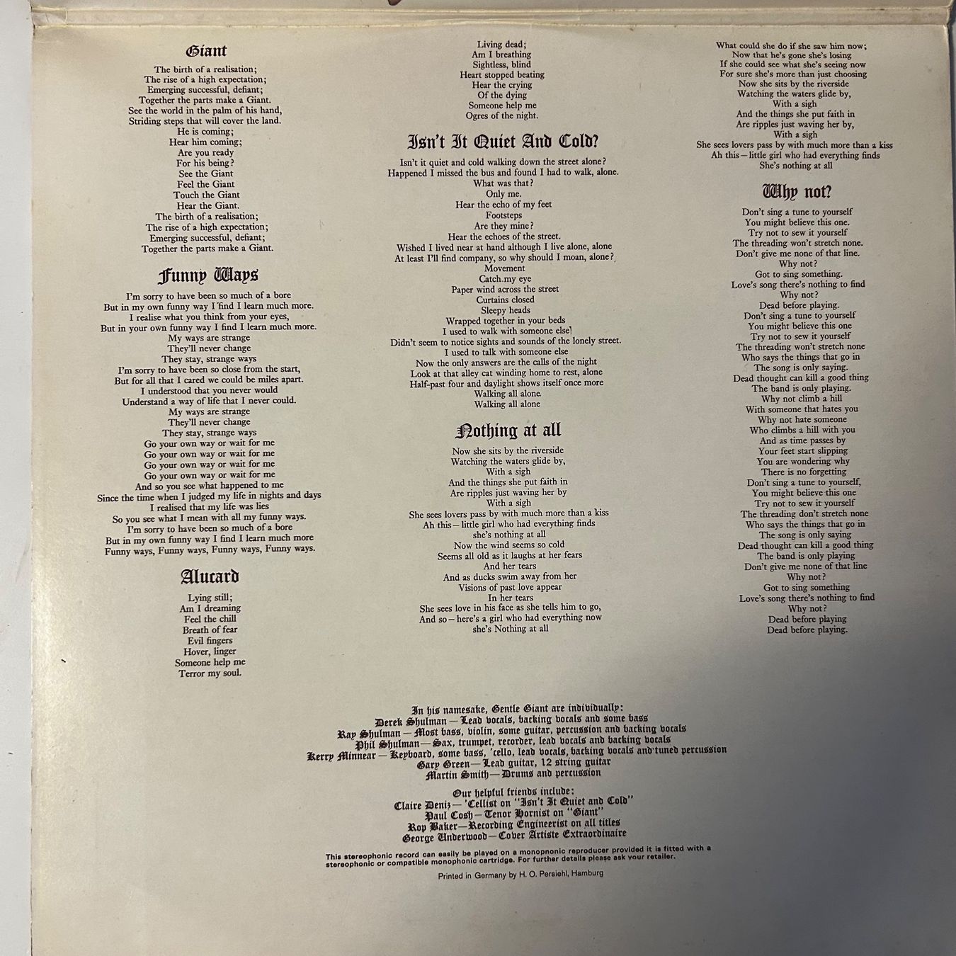 Schallplatten: Gentle Giant - Same,Vinyl LP 1973 – Gebraucht aus Aesch BL von BlueMusicRecords 3