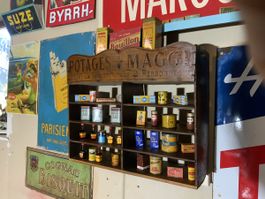 Maggi Wandregal Holz original antik gebrauchter Zustand