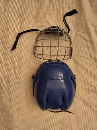 Kinderhelm Eishockey Helm Bauer mit Gitter blau