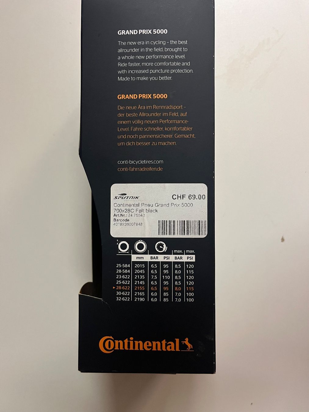 Continental Pièces détachées: Continental GP 5000 Rennrad Reifen – Neuf avec emballage d'origine à Matten(St.Stephan) par Roteiche 1