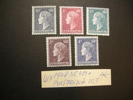 1948 LUXEMBURG FREIMARKEN LOT 5 STK, ZSt 439+, postfrisch/*