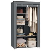 Stoffschrank Kleiderschrank 6 Ablagen mit Staubschutz 168cm