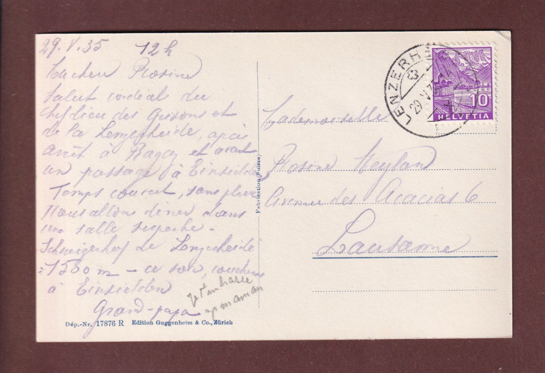 Ansichtskarten: CHUR - 1935 – Gebraucht aus Pully von nicecards-shop 1