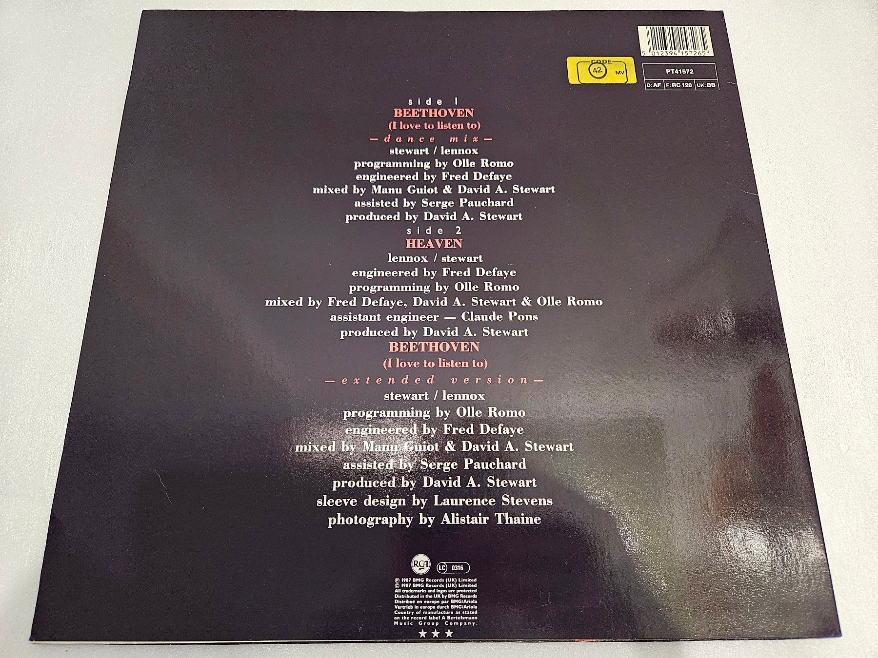 Dischi in vinile: Eurythmics – Beethoven (Maxi, Synth-pop) – Usato da Uster venduto da Vinyl-Leidenschaft 1