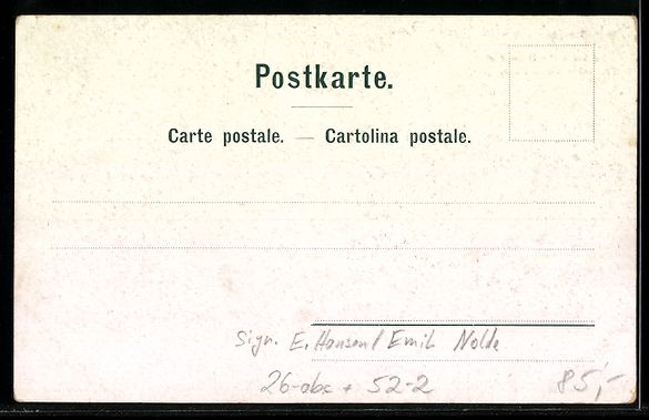 Cartoline postali: sign. E. Hansen / E. Nolde: Dufour und s – Usato da Berlin venduto da bartko-reher 1