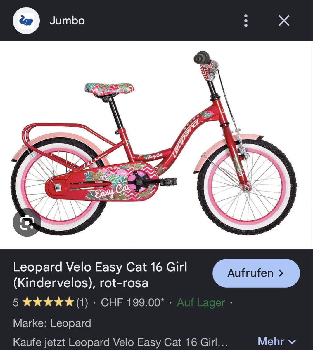 Leopard Velos: Kindervelo Leopard 16 Zoll  – Gebraucht aus Berikon von compton19 4