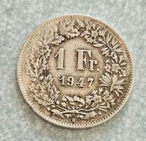 Schweizer 1‑Franken‑Silbermünze von 1947 (0.835 Silber, 5 g)