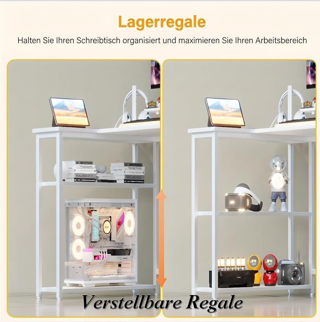 Scrivanie: Schreibtisch Eckschreibtisch mit USB Steckdose Weiss – Nuovo e nell'imballaggio originale da Schaffhausen venduto da AllesMussRaus90 8