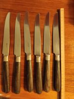6 antike Messer Horn mit versilberter Zierverbindung Jäger