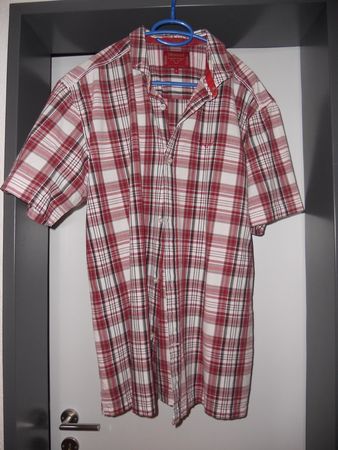 Neuw. Hemd kurzarm - weiss-rot kariert - Gr.XL