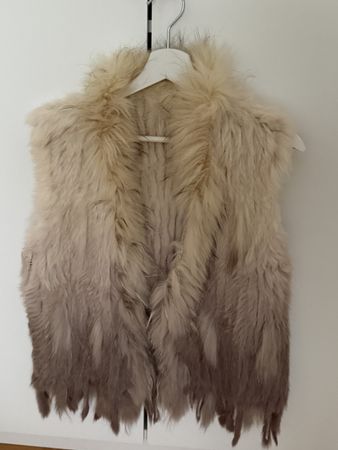 Pelzweste mit Echtfellbesatz Farbverlauf beige/braun