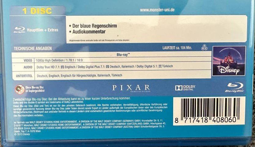 Tous les DVDs: Die Monster AG 3D + Die Monster Uni Blu-ray – D'occasion à Beringen par Mantafisch1 6