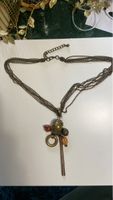 Collier en laiton multi-chaînes avec pendentif, état ok