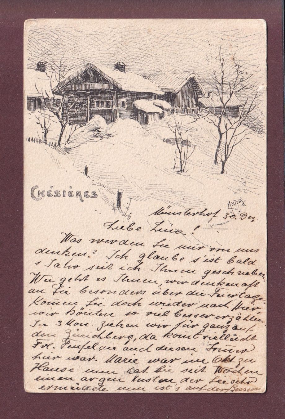 Cartoline postali: CHESIERES - 1919 - Meltzer / Vouga – Usato da Pully venduto da nicecards