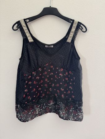 Zara Blusen-Top, Gr. M, Schwarz Blumenmuster, NEU!