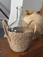 Vintage Deko-Set – Korbflasche + Flechtkorb