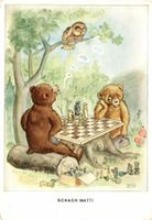 Schach Matt. Bären beim Schachspielen