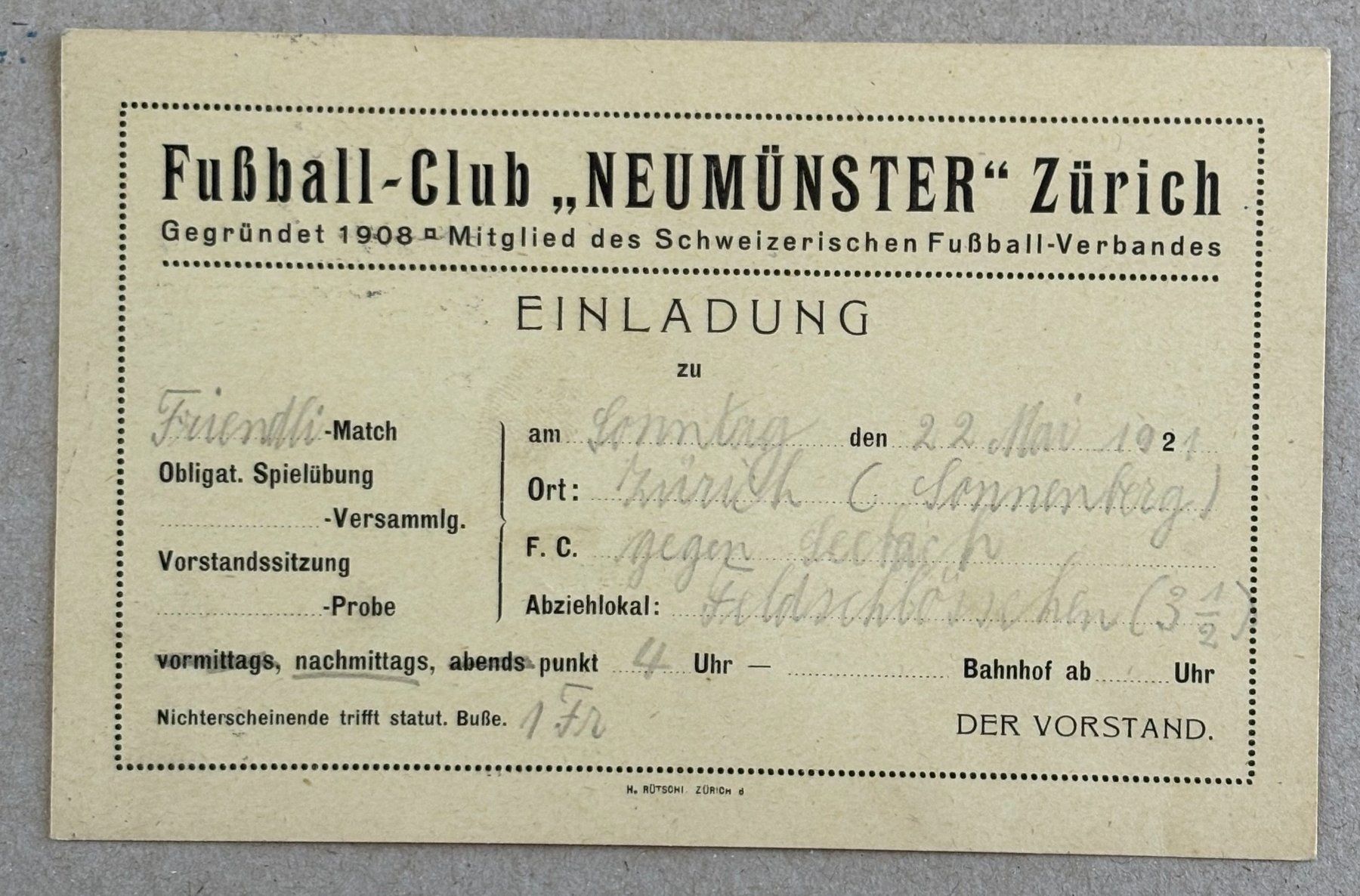 Tutti i francobolli: F.C. NEUMÜNSTER ZÜRICH 1921 – Usato da Ostermundigen venduto da Heavenmaus75 1