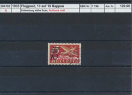 1935 Flugpost - 10/15 Rp., Aufdruck matt, ** postfrisch