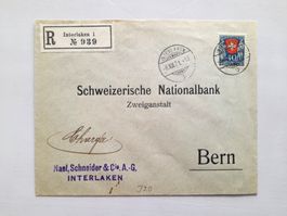 R - Bedarfsbrief - INTERLAKEN 6.XII.21 > BERN, PJ J20