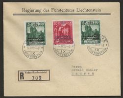 R Brief 1935 Liechtenstein Dienstmarke VADUZ MAUREN