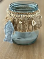 Windlicht mit Muscheln und Holzperlen, Top! (52