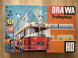 Brawa Trolleybus Set mit Masten und Draht im Karton 60er