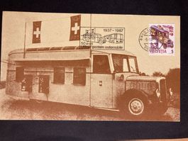Schweiz 1987 50 Jahr Automobilpost Stempel italienisch