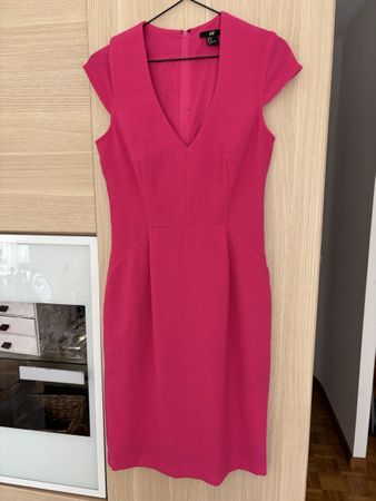 H&M Kleid Pink V-Ausschnitt Etuikleid Gr. 38 S
