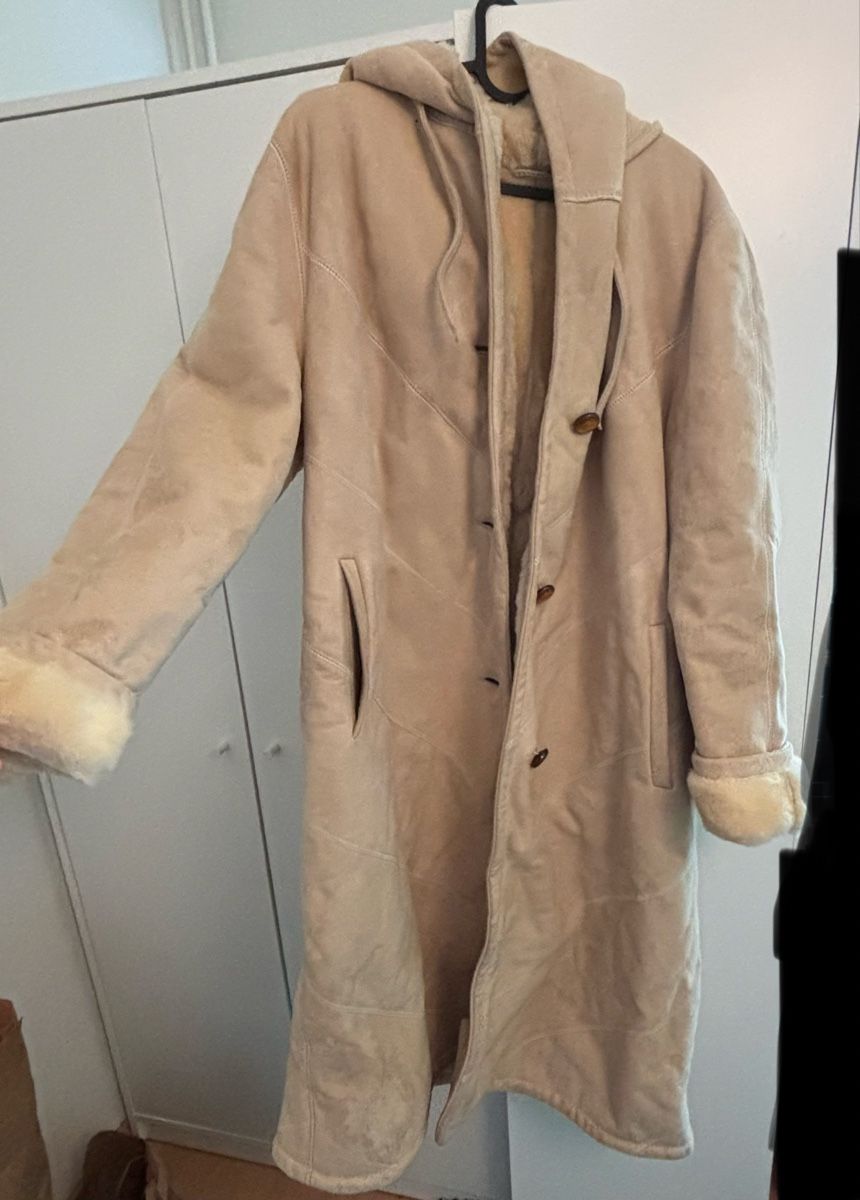 Cappotti: Vintage Genuine Leather Style Shearling Coat Beige – Usato da Zürich venduto da dor_7gyk