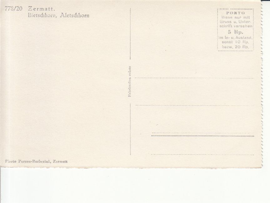 Cartoline postali: Zermatt ca. 1950 – Usato da Bürglen TG venduto da StampGraf 1