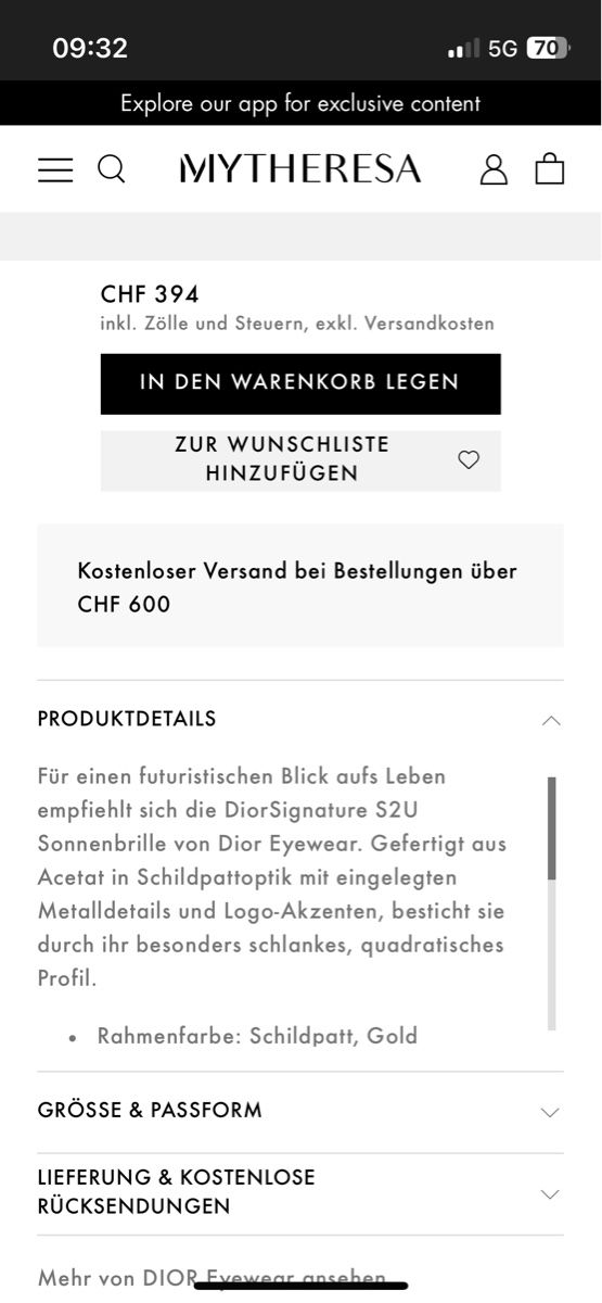 Dior Occhiali & Lenti: Dior Signature S2U Sonnenbrille – Usato da Basel venduto da arminafera 6