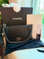 Original Chanel Boy Bag10 Caviar Leder Schwarz mit Zubehör