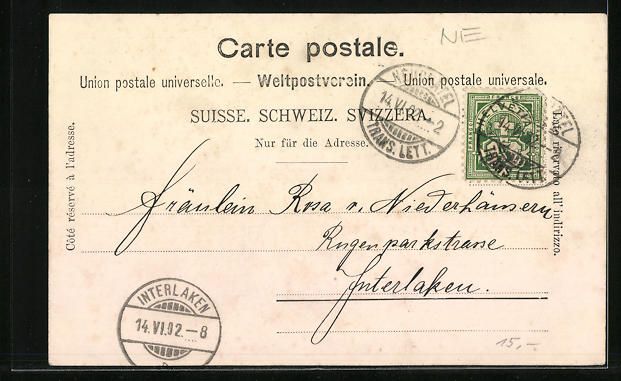 Cartoline postali: AK Neuchâtel, Place du March, 1902 – Usato da Berlin venduto da bartko-reher 1