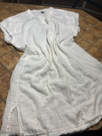 Abito Tunica di cotone con lino bianco -tg M/L-vacanze