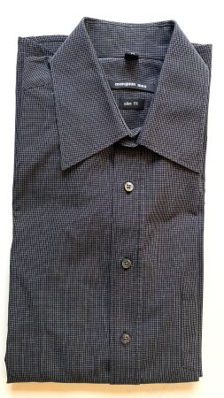 Herren Hemd langarm Gr.39/40 schwarz feinkaro ungetragen