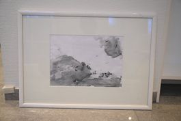 Abstraktes Aquarell schwarz/weiss
