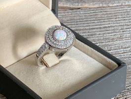 Vintage Ring Opal Zirkonia Grösse: 55 in Sterling Silver 925