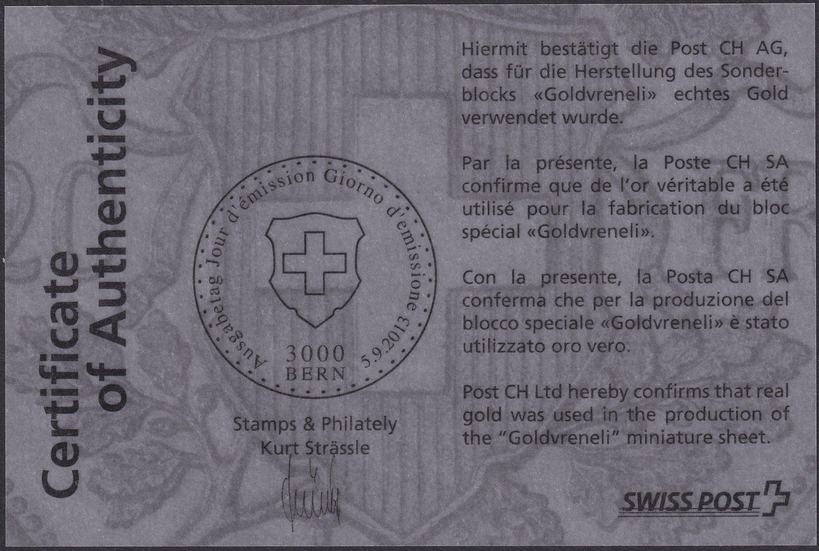 Tutti i francobolli: 1951, Goldvreneli-Block Nr.1471 postfrisch **. – Usato da Sursee venduto da Luzernerraute 2