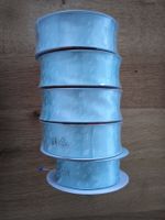 Geschenkband hellblau mit weissen Blättern