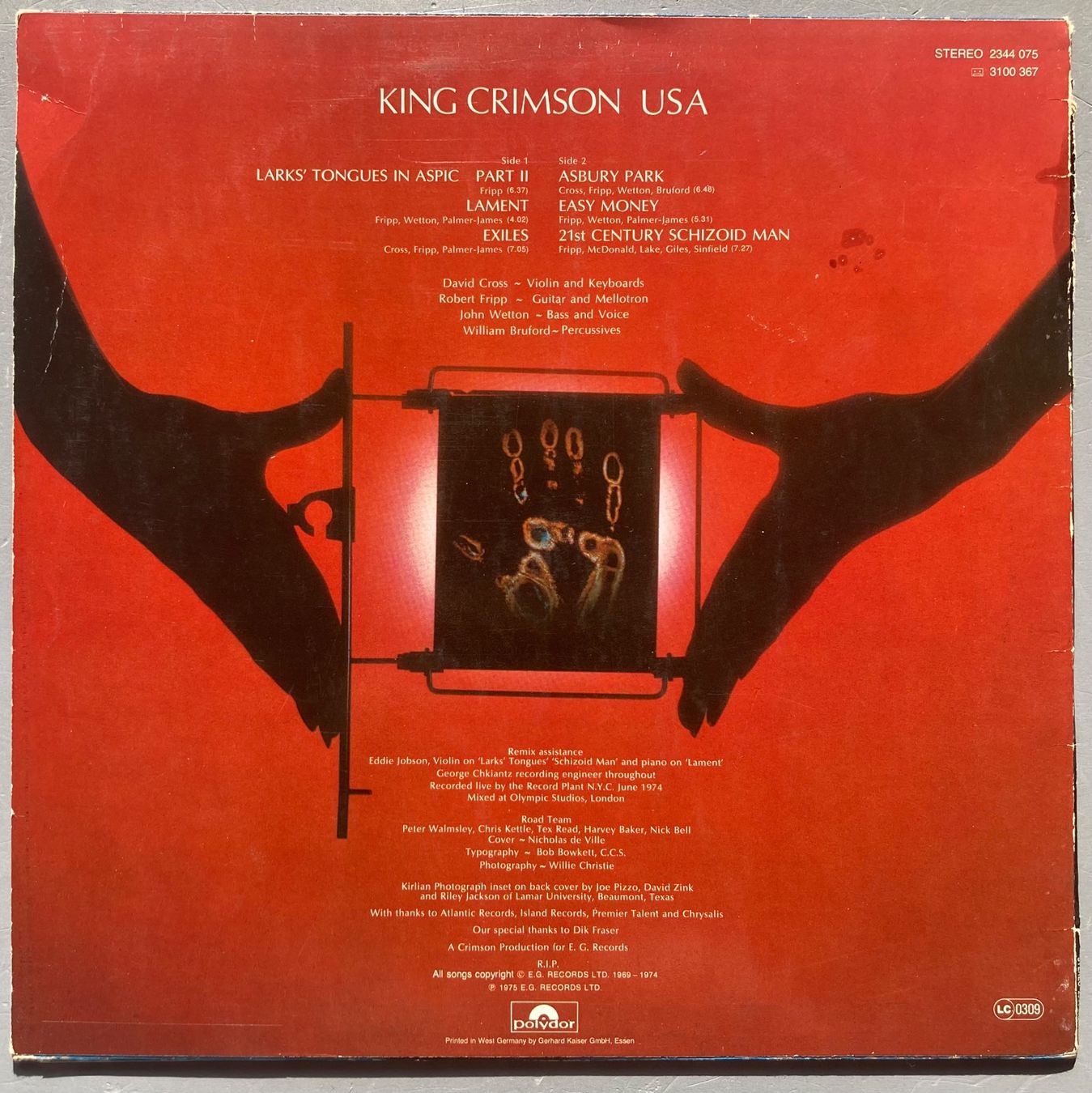 Dischi in vinile: KING CRIMSON - USA – Usato da Poliez-Pittet venduto da Newtown-Records 1