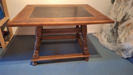 Antiker Tisch mit echter Schieferplatte – Massivholz