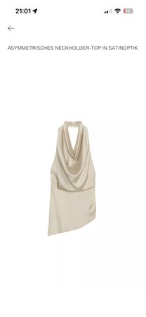 Asymmetrisches Neckholder-Top Satinoptik neuwertig S Zara