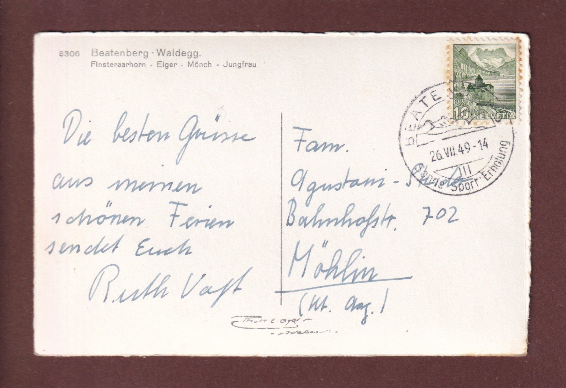 Cartes postales: BEATENBERG-WALDEGG - 1949 – D'occasion à Pully par nicecards 1