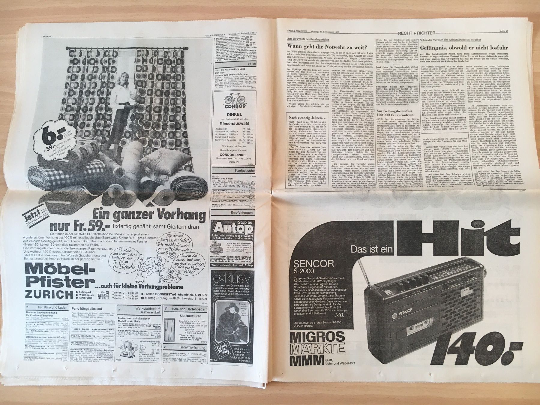 Zeitschriften & Magazine: Tagesanzeiger vom 29. September 1975 – Gebraucht aus Luzern von Jiggy_8898 8