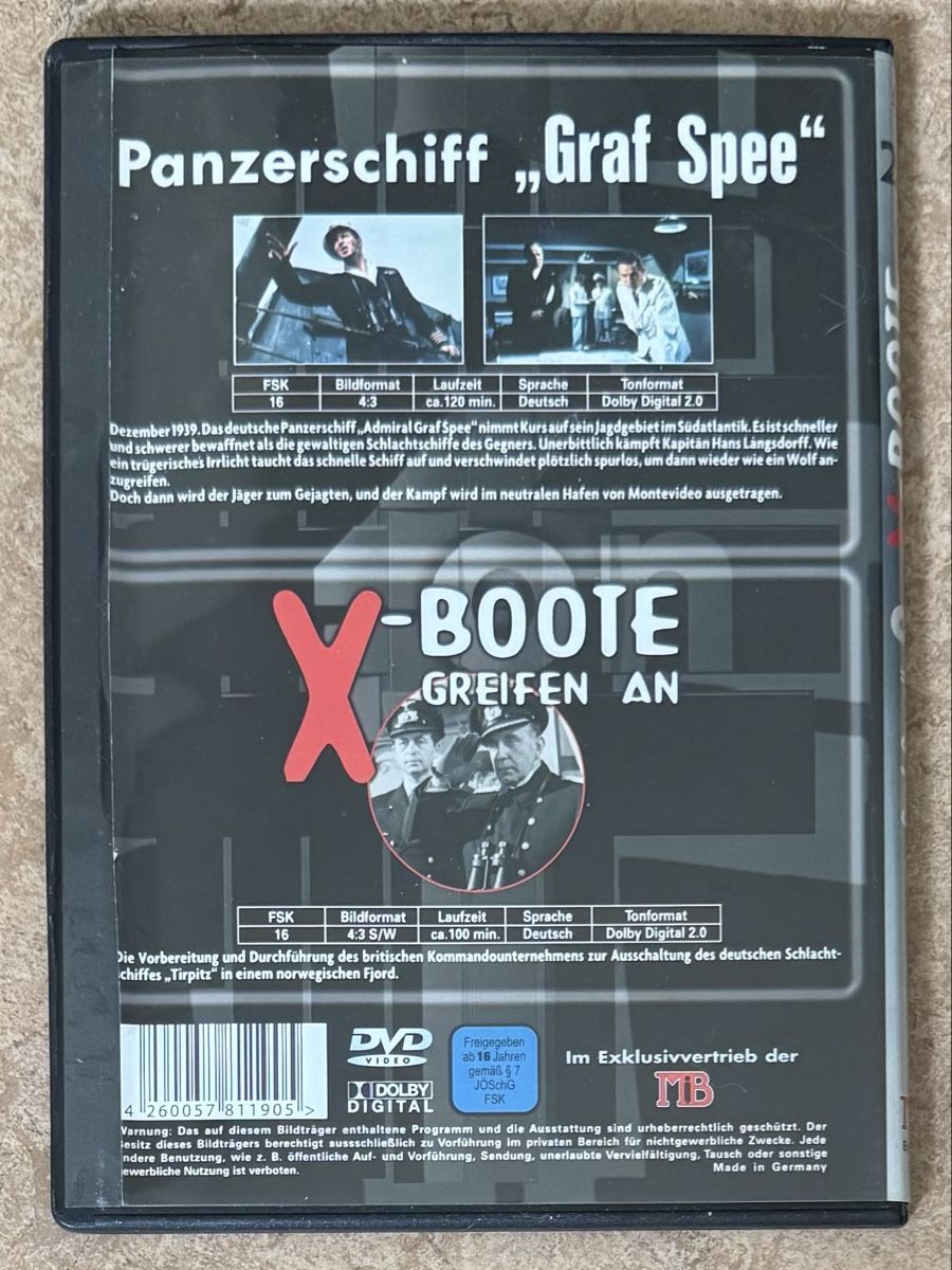 Tutti i DVDs: PANZERSCHIFF GRAF SPEE UND X-BOOTE GREIFEN AN – Nuovo (secondo la descrizione) da Dietikon venduto da AndreaSch01 1
